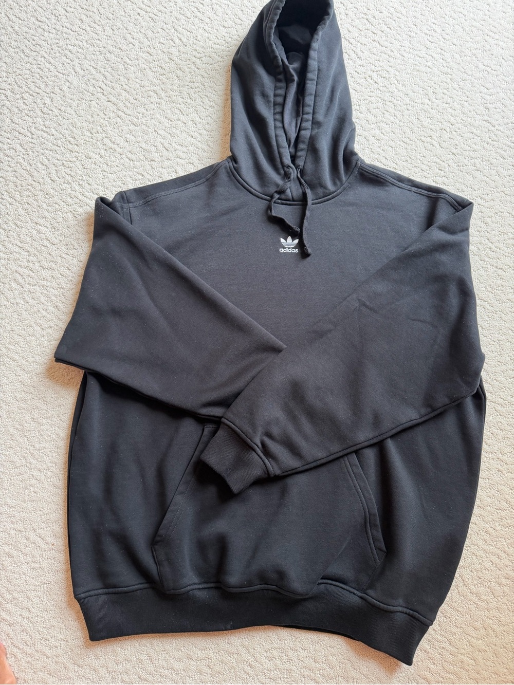 Adidas Men’s Black Trefoil Pullover Hoodie Size S Oversized